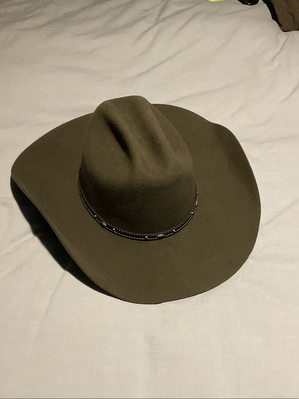 Men's Grey Felt Western Cowboy Hat with Beaded Band